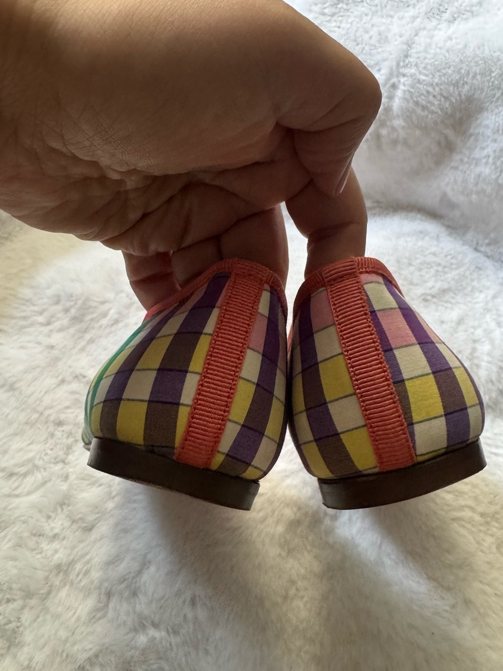 J.Crew Camille Madras Gingham Ballet Flats Made in Italy Size 6 Rainbow Plaid - Picture 10 of 13